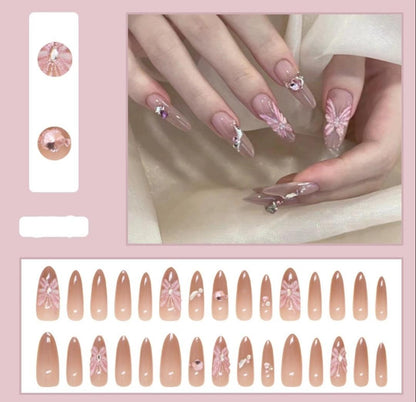 Pink Crystal Nail Set