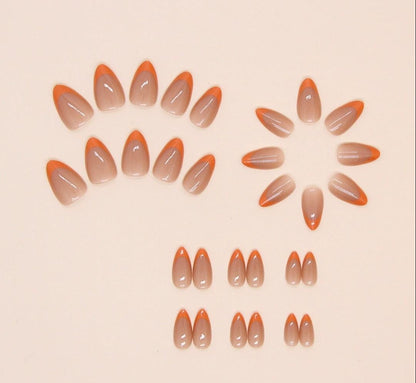 Short Orange Tip Nail Set