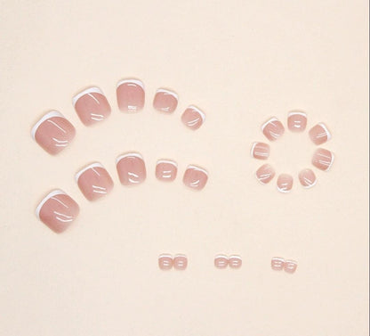 Plain White Tip Toe Nail Set