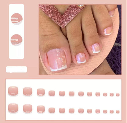 Plain White Tip Toe Nail Set