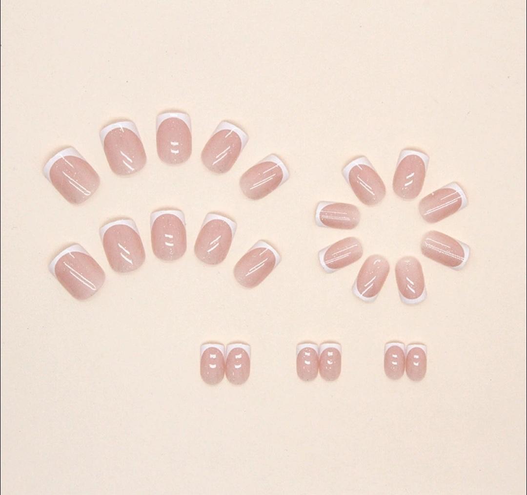 Plain Short White Tip Nail Set