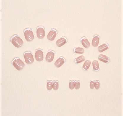 Plain Short White Tip Nail Set