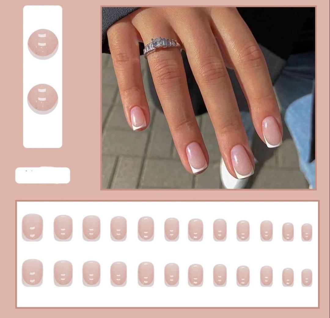 Plain Short White Tip Nail Set