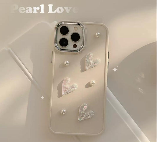 Iphone Pearl White Heart Phone Case